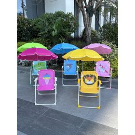 Chaise de Plage d'Extérieur pour Enfants avec Parasol pour Parc, Cour, Chaise Photo avec Parapluie