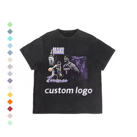 Camiseta Oversize con Logo Personalizado para Hombre, Estampado Gráfico, 100% Algodón, Estilo Hip Hop Vintage con Lavado Ácido