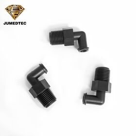 1/8NPT 10-32UNF 1/4-28UNF M5 M6 Plastic Elbow Inline Male Threaded Pipe Fitting to Female Luer Lock Adapter