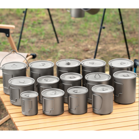 Vente en gros, personnalisation de tasses d'extérieur en titane pur, tasses à eau de camping, tasses de voyage portables, tasses de camping en titane