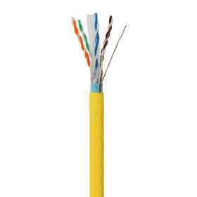 Câble Cat6 Rigide 1000ft 23AWG Blindé FTP Cat 6 Bobine en Bois Vrac Fil d'Aluminium Cuivré Jaune pour Réseau