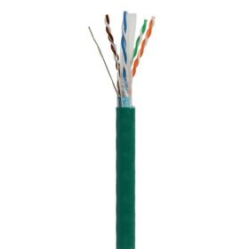 Câble Réseau Ethernet CAT6 FTP Blindé Intérieur (305 mètres), 23AWG, Cuivre Massif Nu, Touret en Bois, Vert - Idéal pour Installations Professionnelles