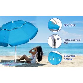Cross-border hot-selling 2M three-section aluminum alloy beach umbrella, ultra-light outdoor portable sunshade umbrella with rotat