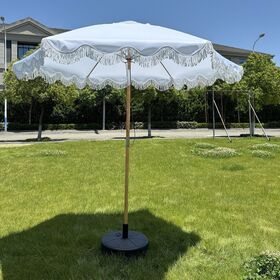 Outdoor Sunshade Umbrella Wood Frame Garden Patio Umbrella Waterproof UV Protection With Tassel 3 Meters