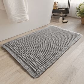 WohnDirect Tapis de Bain Crème 45x45 cm découpe – Antidérapant, Absorbant, Chenille Microfibre Ultra Douce – Confort Salle de Bain, Lavable Machine, Séchage Rapide
