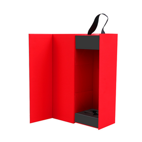 Boîte cadeau de luxe noire avec logo personnalisé de haute qualité pour bouteille de vin, boîte pliante magnétique en papier pour emballage de vin