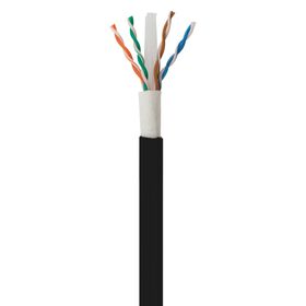 Black 1000ft Bulk Cat6 Network Cable, CCA Ethernet Cable, UTP Wooden Drum, Cat-5e Wire, Waterproof, Outdoor, Direct Burial