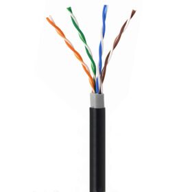 Câble Réseau CAT5 Extérieur, 305m (1000ft), Cuivre Massif Nu 24AWG, Paire Torsadée Non Blindée (UTP), Résistant aux UV, Étanche aux Intempéries