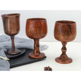Wholesale can be customized solid wood cup tall glass wine glass vintage home wine glass restaurant hotel cafe