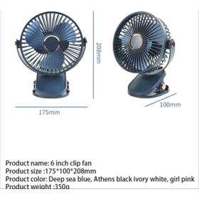 Rechargeable small 6 inch usb clip desk fan With 3 Speeds Strong Airflow for home or student dormitory