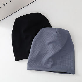 Venta al por mayor de gorros de mujer de primavera y otoño, estilo urbano, combinables con todo, gorros apilados de gofre, gorros de punto sueltos para mujer