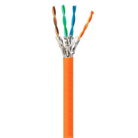 كابل شبكة Cat6A 10G، محمي، U/FTP، 23AWG، نحاس عاري صلب، PVC، 305 متر (1000 قدم)، كابل إيثرنت سائب، برتقالي