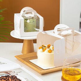 Kuchenbox Cupcake-Box weiße/braune Papierbox mit individuellem Logo Geburtstag Kuchenverpackungsbox zum Mitnehmen Bäckerei Geschenkverpackung mit Fenster