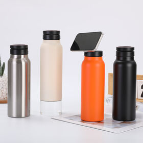 Thermos Wasserflasche 24oz mit Magnetdeckel und Handyhalterung im neuen Design - Vakuumisolierte Edelstahlflasche
