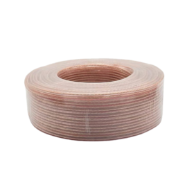 Cabo de Coluna Transparente Paralelo, Calibre Total, Cobre Livre de Oxigênio, Cabo Zip com Revestimento de PVC Transparente, 18AWG