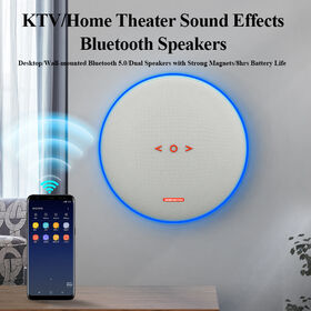 Altavoz Estéreo Bluetooth G1 para Montaje en Pared, Audio de Mesa BT V5.0 Altavoz Inalámbrico Recargable, Altavoces de Pared con Luces LED