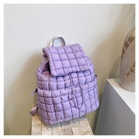 Lightweight Quilted Puffer Bag Waterproof Women Backpack Travel Computer Laptop Bagpack