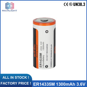 Baterai Lithium Thionyl Chloride ER14335M Buatan China dengan Kapasitas 1300mAh