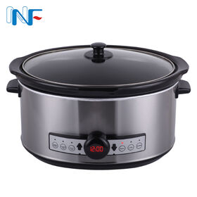 Slow Cooker Digital Oval 6.5Qt yang Dapat Diprogram dengan Panci Keramik, Tutup Kaca Tempered, dan Pengaturan Waktu Memasak 24 Jam untuk Penggunaan Rumah Tangga