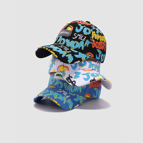 Boné esportivo infantil OEM 80% algodão 20% poliéster letras graffiti hip-hop chapéu moda ao ar livre crianças meninos meninas boné de beisebol