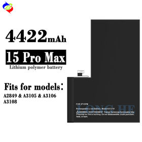 Nouvelle Batterie de Remplacement 4422mAh pour iPhone 15 Pro Max A2849/A3105/A3106/A3108 - Batterie de Téléphone