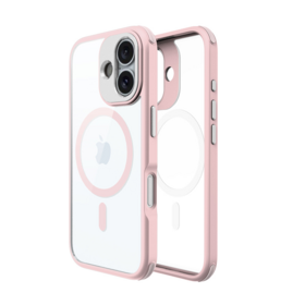 Nouvelle coque de téléphone magnétique rose antichoc en alliage d'aluminium + PC + TPU + TPE, adaptée pour iPhone 16.