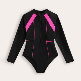 Maßgeschneiderter Kinder-Badeanzug, Neoprenanzug, lange Ärmel, konservativer Taucheranzug für Kinder, Reißverschluss, einteiliger Badeanzug für Teenager-Mädchen