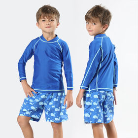 Traje de baño personalizado para niños, protección solar UV de secado rápido, ropa de baño de manga larga para niños
