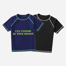 Manufacturer UPF50+ Children Swimwear Solid Color Quick Dry Kids Beach Sunwear Rashguard Short Sleeve Swimming Top for Boys
