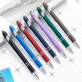 Stylo à bille personnalisé avec logo, surface mate en caoutchouc, stylo à bille souple avec stylet, stylo tactile en métal premium avec logo gravé ou gravé au laser