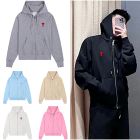 Wholesale AMI CLAMS hoodie Love pocket zipper embroidered hooded casual coat hooded men and women