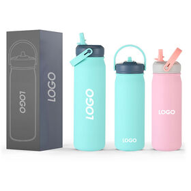 Everich ODM factory multi-capacity food grade PP nozzle lid Double Wall Stainless Steel coffee mug water bottle with tea infuser
