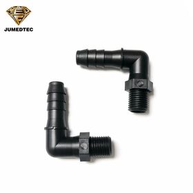 OEM/ODM Siku PP Alami Hitam Putih, Barb Lurus, Ulir Jantan G, Fitting Pipa, Konektor Selang Udara Food Grade