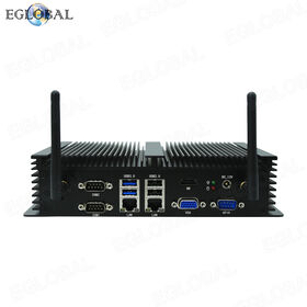كمبيوتر صناعي صغير بدون مروحة Eglobal جديد مع معالج Intel Core i5 4278U، منفذ مزدوج LAN، 8 منافذ USB، 6 منافذ COM، GPIO، واي فاي
