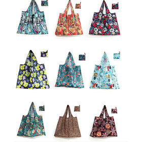 Wholesale Cheap Blue Polyester Foldable Pocket Tote Bag Custom Plastic Reusable Shopping Bags