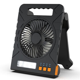 Ventilador Solar 3 en 1 para Camping con Linterna Plegable Recargable a Batería para Exteriores, Portátil para Tienda de Campaña (Negro)