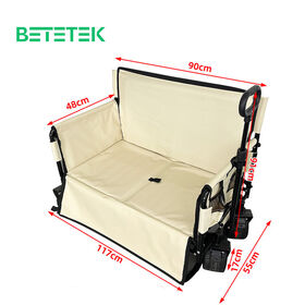 High-quality Collapsible Folding Wagon Push Pull Foldable Beach Wagon Cart Big Wheels Handle Drink Holders Camping Garden Outdoor