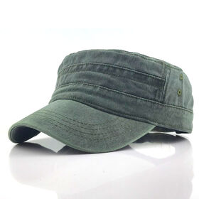 High Quality Custom Logo Flat Top Cadet Style Distressed Security cap Washed Vintage Guard Hat
