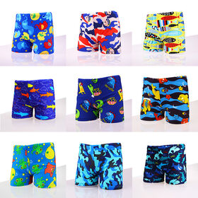 Custom Children Swimwear Plus Size Kids Boxer Shorts Cartoon Print Boys Swim Trunks