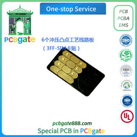 PCB flexible FFC FPC avec estampage en 6 points et processus convexe pour carte autocollante de carte SIM 3FF, fabricant de FPC flexible