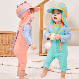 OEM ODM Children Surfing Suit Long Sleeve Kids Swimwear Sun Protection Quick Dry Boys Girls One-piece Swimsuit with Sun Hat
