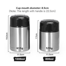 Custom 800ml 1000ml Insulated Double Wall Stainless Steel Lunch Box Vacuum Jar Container Thermos Food Pot Food Flask
