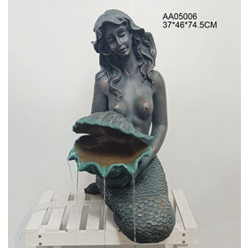 Statue de sirène cracheuse d'eau en résine de fabricant, sculpture de décoration de jardin pour aménagement paysager extérieur