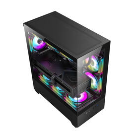 Ruix Carnival 360+ (Negro) Chasis de PC Gaming de Alto Flujo de Aire, Ligero, Compatible con Placas Base ATX, Caja de Ordenador para Estaciones de Trabajo