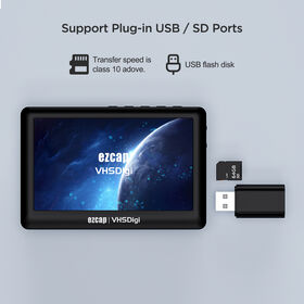 Ezcap180 Convertisseur VHS vers Numérique, Numériseur VHS Autonome, Enregistreur Vidéo Analogique avec Écran 4,3 pouces, Créateur de DVD pour Caméscopes Hi8