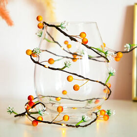Guirnalda de Luces LED Navideñas con Frutos Rojos - Decoración Navideña para Chimenea, Hogar y Fiestas - Suministros de Decoración Navideña