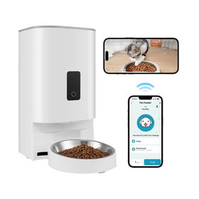 Smarter 4L Futterautomat für Haustiere mit automatischer Edelstahlschüssel, WLAN, Handy-App, Fernbedienung, tragbarer Futterspender für Hunde im Innenbereich