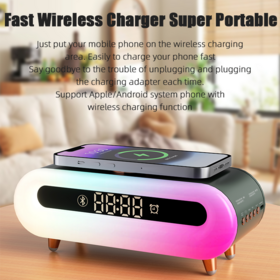 LED Bluetooth speaker, Wireless Bluetooth Speaker, Portable Mini wireless charger Wireless Bluetooth Speaker with clock/LED lamp