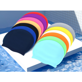 Silikon-Badekappe im Großhandel, Schwimmausrüstung für Erwachsene, wasserdicht, trockenes Haar, Unisex-Badekappe mit Logo-Druck
