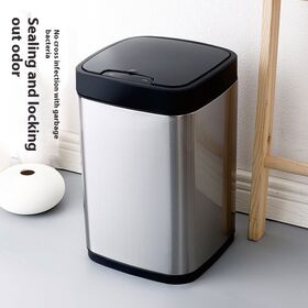 Lixeira Inteligente Automática com Sensor para Uso Doméstico Sem Pedal, Contentores de Reciclagem de Lixo Inteligentes em Aço Inoxidável